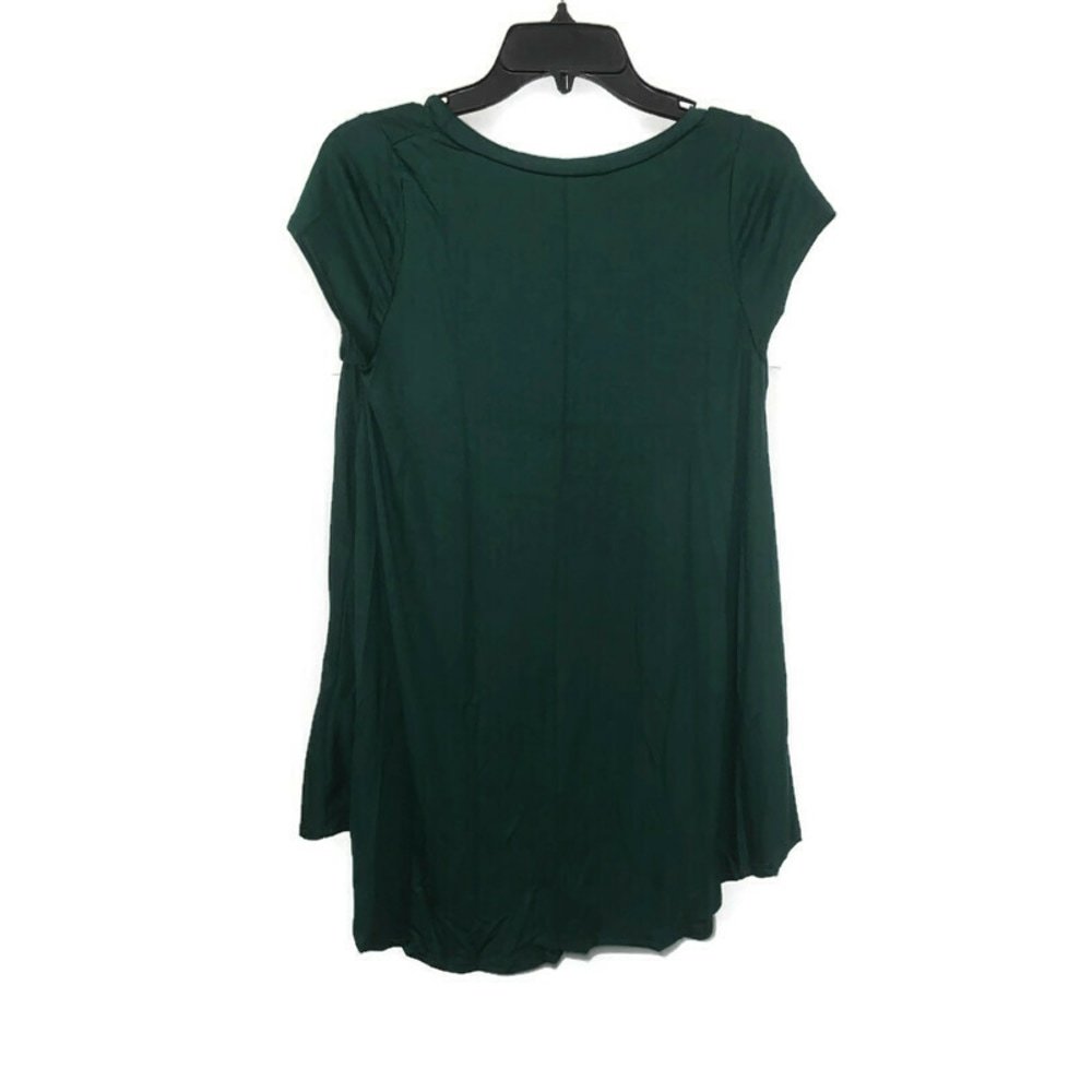Isaac Liev Tunic Top Womens Size L Hunter Green Short Sleeve Flowy Swing T-shirt - Picture 5 of 8